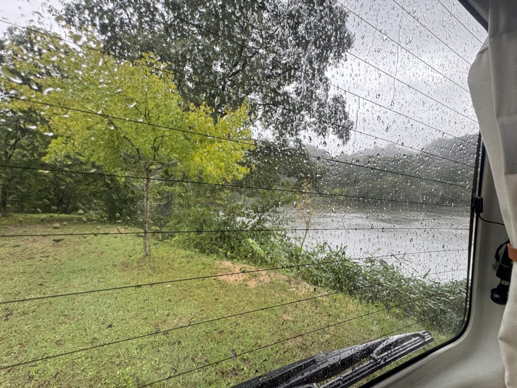 車窓からの雨景色