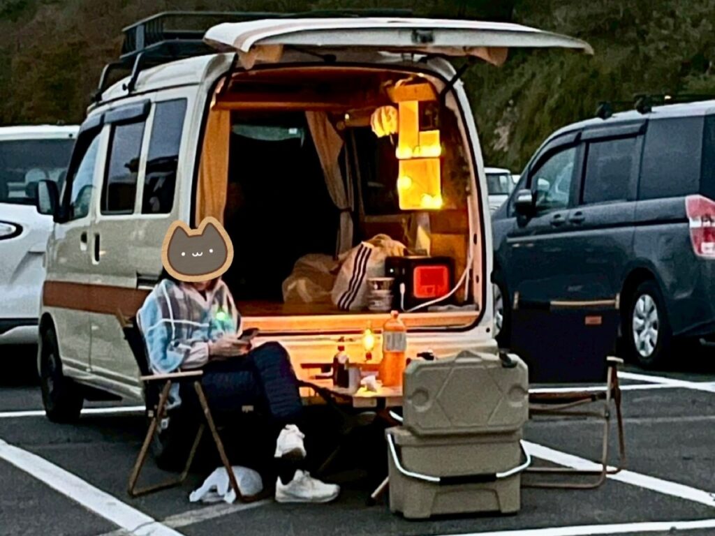 車中泊の様子
